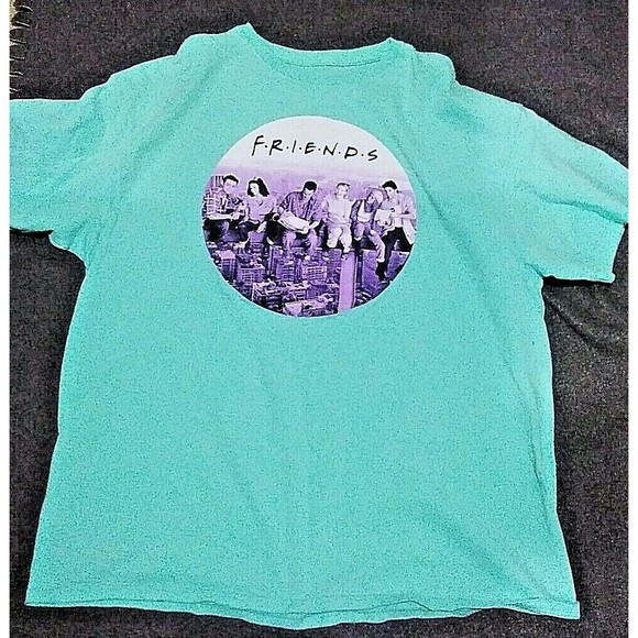 Vintage Friends T-Shirt XL Lunch Atop a Skyscraper Teal - Picture 1 of 4